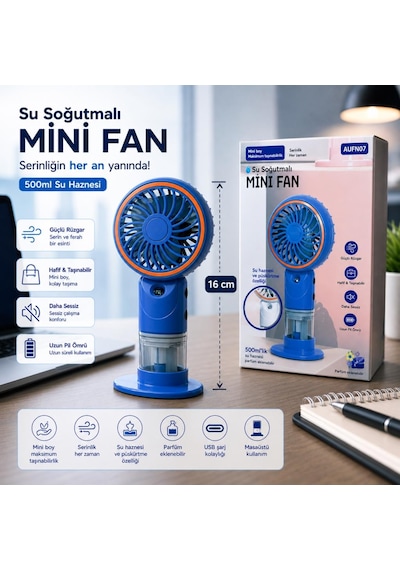 Kalemhane Su Hazneli 3 Kademeli El Fanı Mavi