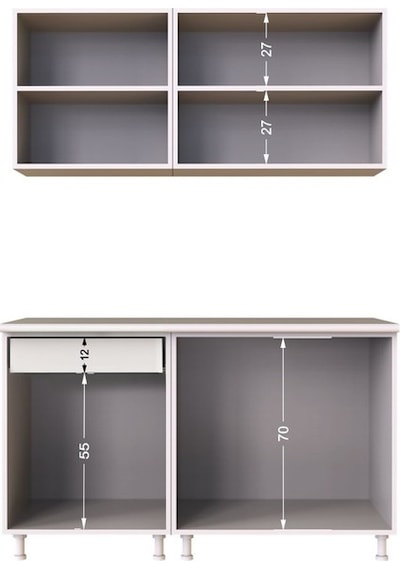 Tdesigno Esin Hazır Mutfak Dolabı 140 Cm - Tezgah Dahil - Parlak Beyaz Beyaz