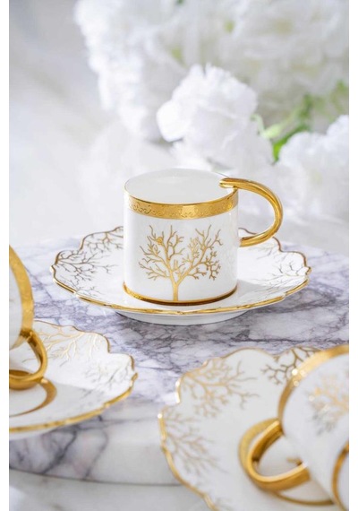 Acar Kıeran Gold 6 Kişilik Kahve Fincanı Takımı Hxf-06801 Gold