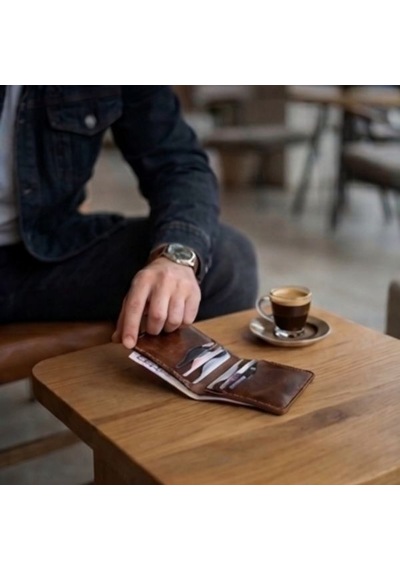 Parla Leather Elegand Kişiye Özel Hakiki Gerçek Deri Minimal Erkek Cüzdan Taba