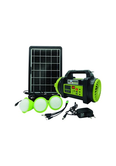 Şarjlı 30 W Solar Şarjlı Ev Aydınlatma Seti Radyo Ve Fan Powebank Ws-5683 Evimdeyokyok