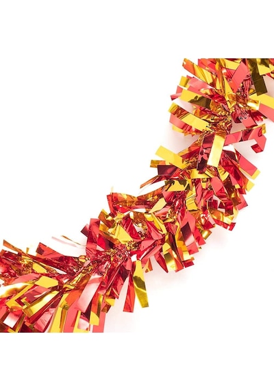 Kırmızı Altın Renk 6 Cm Genişlik Garland Çift Renk Sim Süs 180 Cm Diğer