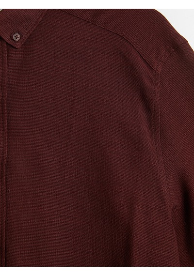 Lcw Vision Bordo Regular Fit Armürlü Erkek Gömlek