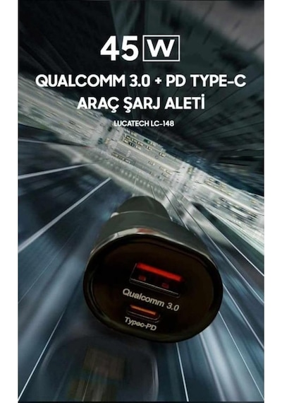 Samsung Galaxy S22/s22 Plus/s22 Ultra İle Uyumlu 45w Hızlı Araç Şarj Cihazı, Usb + Pd Çift Çıkış, Siyah