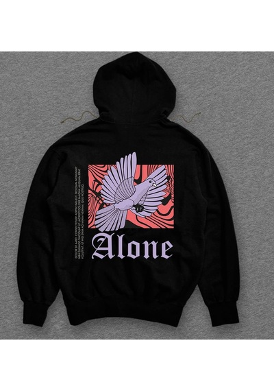Alone Yalnız Kuş Bird Güvercin Sweatshirt Unisex Kapüşonlu Hoodie 001