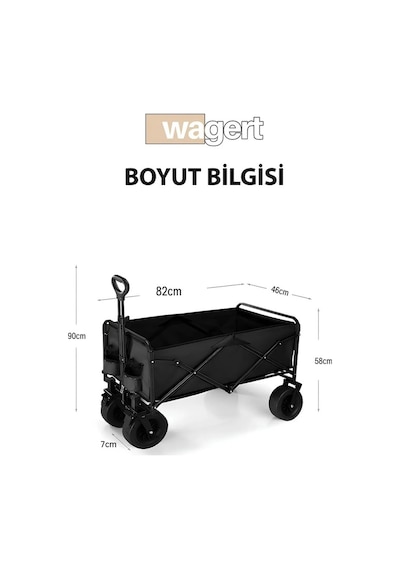 Büyük Boy Çok Amaçlı Katlanır Kamp Piknik Tatil Sahil El Arabası Vd36