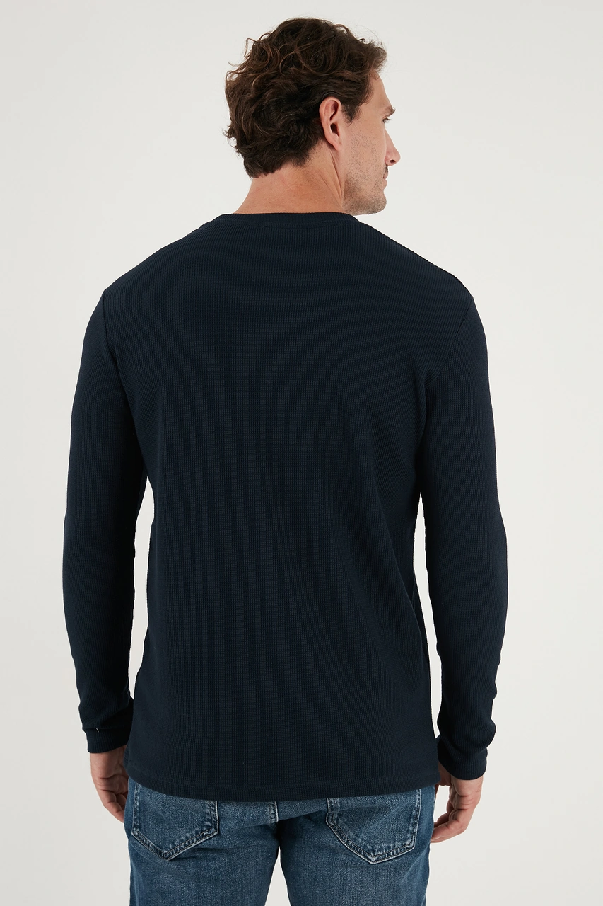 Buratti Pamuklu Bisiklet Yaka Slim Fit Basic Erkek Sweat 5905073S2 Antrasit-Lacivert