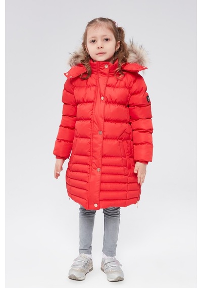 Benitto Kids Benittokids Kız Çocuk Natürel Kürklü Kaban 51301-Kırmızı
