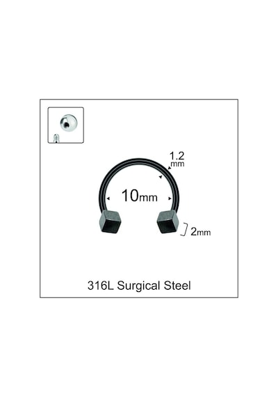 316 L Cerrahi Çelik Kıkırdak Helix Tragus Piercingi Siyah