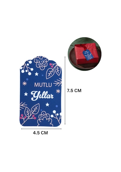 Yılbaşı Mutlu Yıllar Yazılı Hediye Etiketi, Çiçek Temalı Yeniyıl