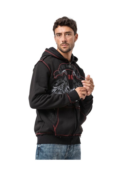 Cipo & Baxx Erkek Kapüşonlu Sweatshirt Baskılı Ve Tasarımlı Rock Tarzı Regular Fit Cl598 Siyah