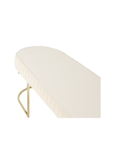 Viego Gold Striped- Beyaz Kapitoneli Chester Model Puf & Bench & Koltuk & Uzun Makyaj Puff & Yatak Ucu &önü