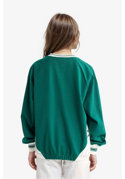 Defacto Kız Çocuk Oversize Geniş Kalıp V Yaka Baskılı Okul Sweatshirt F7583a825augn651 Yeşil