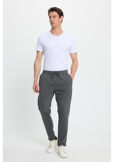 Tudors Erkek Regular Fit Klasik Kesim Beli Lastikli Bağcıklı Koyu Gri Jogger Pantolon-41774 Koyu Gri