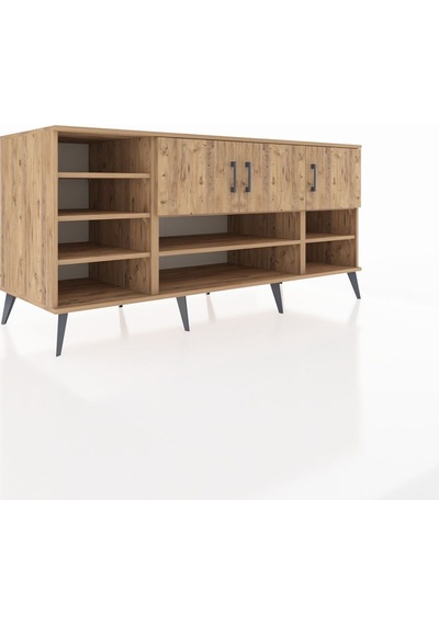 Kronos Konsol 9 Raflı 3 Kapaklı 176x59x83 Çam-çam/çam Çam/çam
