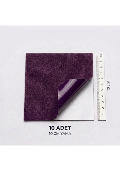 Halfart Kendinden Yapışkanlı Alcantara Tamir Yaması 10x10 Cm 10 Adet Süet Kumaş Deri Koltuk Araba Onarım Yaması Mor