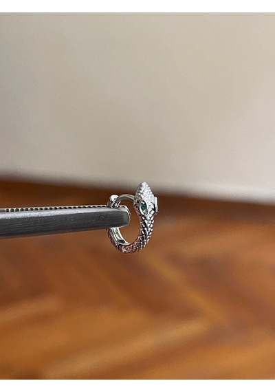 316 L Cerrahi Çelik Zirkon Taşlı Yılan Detaylı Kıkırdak Helix Tragus Piercingi Altın