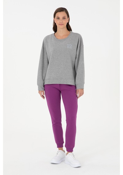 U.S. Polo Assn. Kadın Gri Melanj Basic Bisiklet Yaka Sweatshirt 50296919-VR086