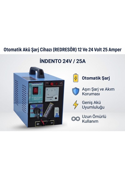 Otomatik Akü Şarj Cihazı Redresör 12 ve 24 Volt 25 Amper