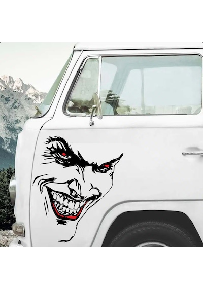 Joker Sticker - Batman Gotham City Sticker - Araba Oto Cam Motosiklet Karavan Sticker - 00057 15x13 Cm
