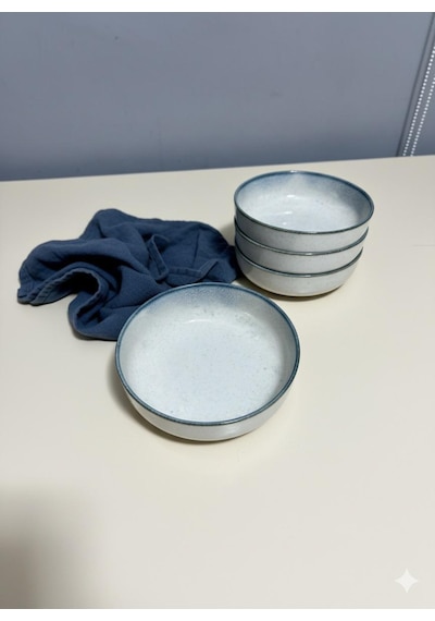 Midye Desenli Tarçın 15cm Kase 4lü Krem