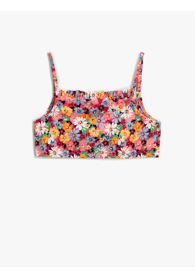 Koton Çiçekli Crop Bluz Askılı Pembe Desenli 2skg60002ew Pembe