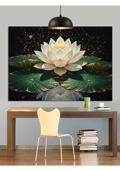 Nilüfer Çiçeği Ve Bataklık Lotus Dekoratif Kanvas - Mdf Ahşap Tablo