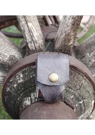 Sermo - Hakiki Deri El Yapımı Zippo Çakmak Kılıfı - Gri Kolye