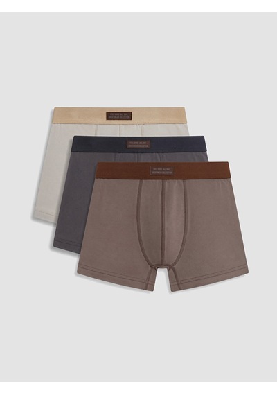 LC Waikiki Lc Waıkıkı Kahverengi Pamuklu Esnek Erkek Boxer 3'lü