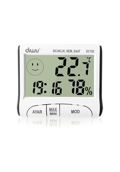 Diwu Dc102 İç Mekan Termometre Nem Ölçer Saat Sku: Smg8690010175601