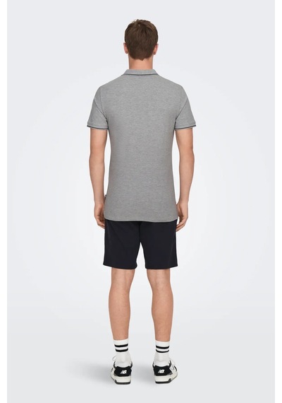 Only & Sons Erkek Onsfletcher Polo Yaka %100 Pamuk T-shirt 22024827 Gri Gri