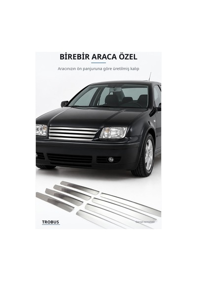 Volkswagen Bora 1998-2004 Uyumlu Krom Ön Panjur Çıtası 8 Parça Paslanmaz Çelik