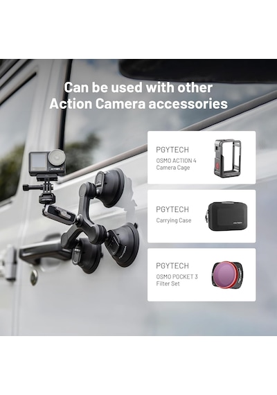 Hero 13/12 İçin Caplock Üçlü Vantuz Tutucu, Djı Osmo 360/action 6/pocket 4/3 İçin, 1/4"-20 Dişli Adaptörlü, Insta360 Ace Pro 2/x5/one Rs İçin Aksiyon Kamerası