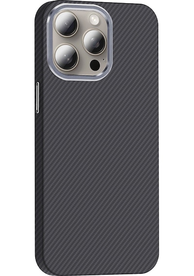 Apple Uyumlu iPhone 15 Pro Max Kılıf Magsafe Şarj Özellikli Karbon Fiber Görünümlü App Gros Kapak Lacivert Lacivert