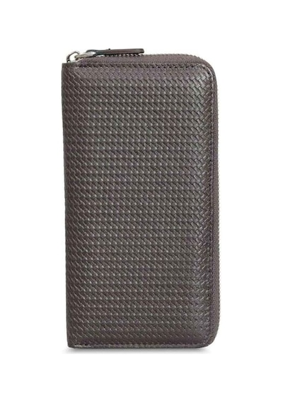 Guard Lazer Baskılı Kahverengi Fermuarlı Hakiki Deri Portföy Cüzdan Erkek / Kadın P3016 Kahverengi