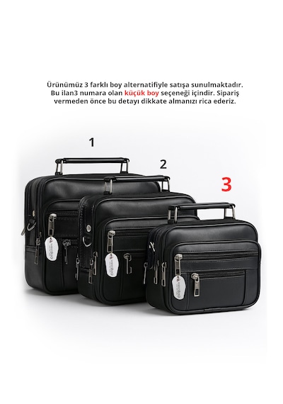 Westbag Erkek Siyah Yatay Model Çelik Kasalı Hakiki Deri El Ve Omuz Çantası Küçük Boy