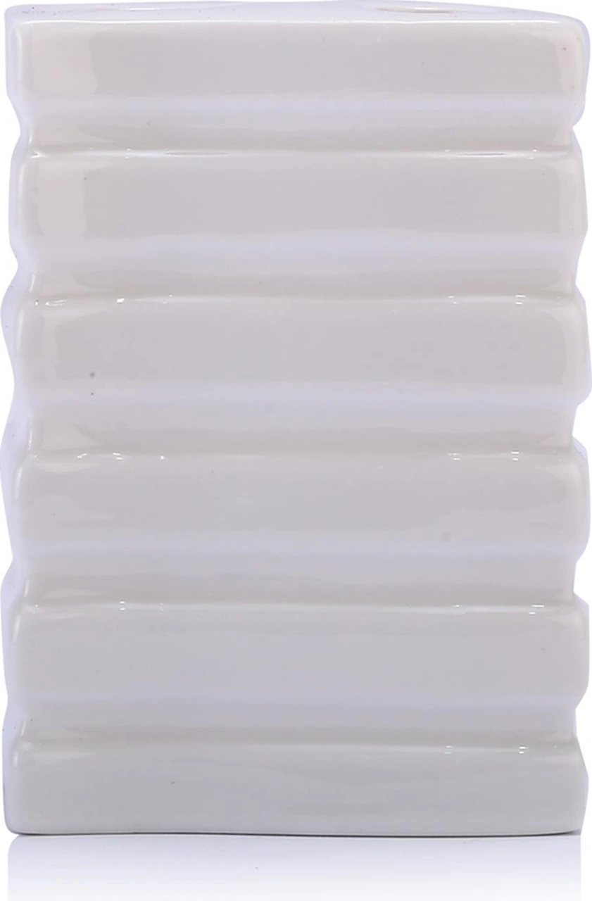 2 Adet Kalemlik Kare Çizgili Model Seramik Ofis Gereci 8x6x11cm Çok Renkli