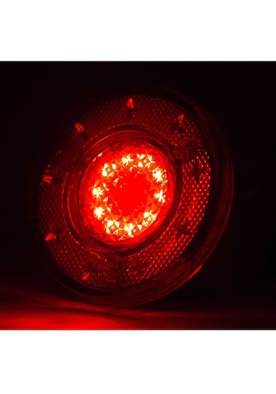 Ahmet Otomotiv Yuvarlak Uyumlu Otobüs-minibüs Stop Lambası 19 Led 12/24v Kırmızı/kırmızı