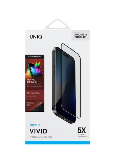 Apple Uyumlu iPhone   16 Pro Max Ekran Koruyucu Cam Optix Vivid Serisi Dustrepel Oleofobik Teknolojisi