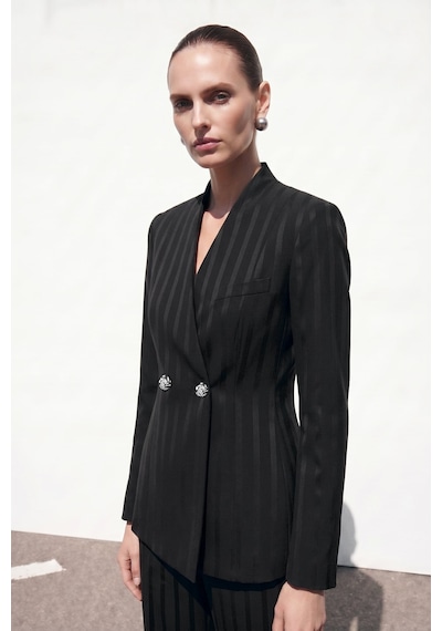 Sateen Anna Ceket - Siyah-137478