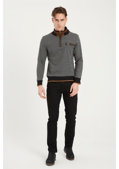 1039 Dewberry Erkek Sweatshırt-siyah-beyaz Siyah-beyaz