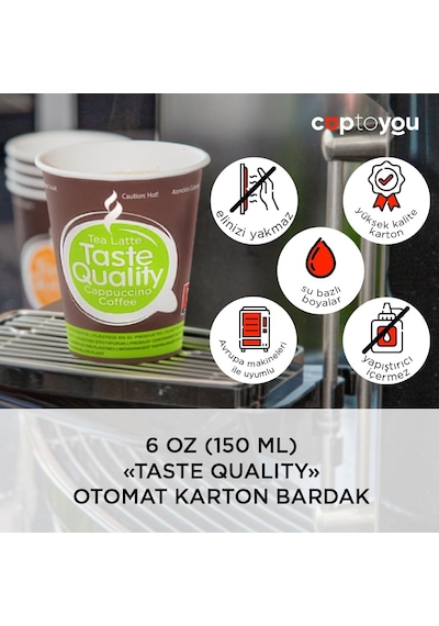 100 Parça Tek Kullanımlık Karton Bardak 6 Oz, Otomat Bardakları 150 Ml, Taste Quality Küçük Kağıt Bardaklar, Pa Diğer