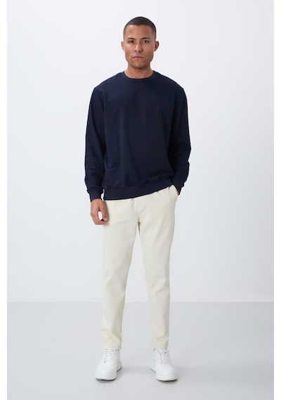 Air Jones Tommy Life İndigo Pamuk Yumuşak Dokulu Standart Fit Basic Erkek Sweatshirt - 88363 Indıgo
