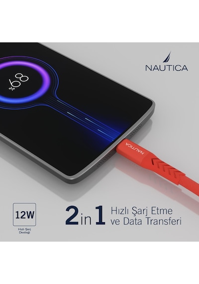 Nautica C40 Lightning to USB-A 12W Hızlı Şarj ve Data Kablosu 2.1M Kırmızı