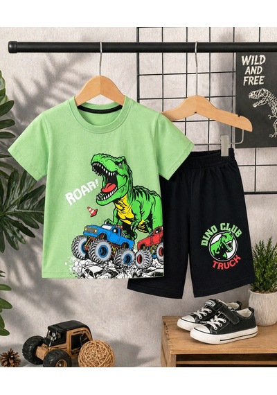 Durukoza Erkek Çocuk Dinozor Baskılı Şortlu Takım %100 Pamuk Yazlık 4-8 Yaş Yeşil - Siyah Durukoza Erkek Çocuk Dinozor Baskılı Şortlu Takım %100 Pamuk Yazlık 4-8 Yaş Yeşil - Siyah
