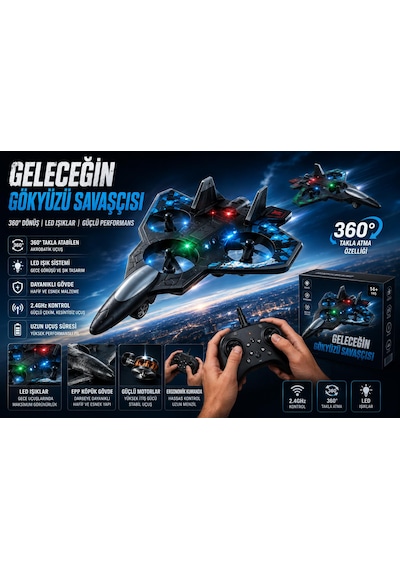 Xf819 Turbo Fan Uçak Dron 2.4 Ghz Kontrol 360 Derece Dönüş Tek Tuş İniş Kalkış Dayanıklı Epp Gövde Ful Köpük Gövde Olup Darbelere Karşı Korumalıdır Uzaktan Kumandalı Şarjlı