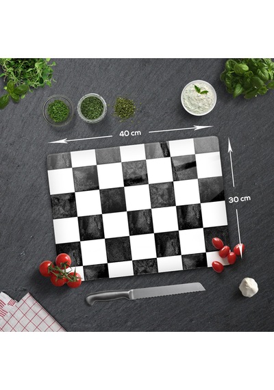 Damalı Desen | Cam Kesme Tahtası - Cam Kesme Tablası | 30cm x 40