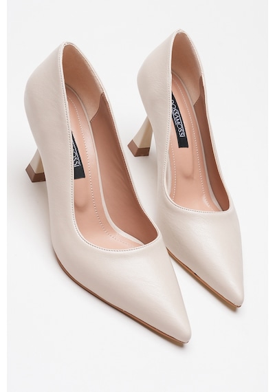 Alewomen Ernio Krem Cilt 10 Cm Topuklu Kadın Stiletto Krem
