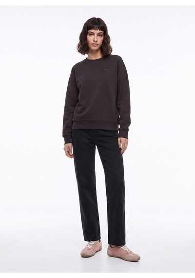 Jeep Kahverengi Kadın Bisiklet Yaka Relaxed Baskılı Sweatshirt J5wl-swt7089 Kahve