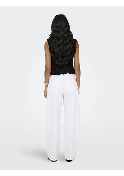 Only Onlgoa S/s Lınen Bl Frıll Top Cc Pnt Siyah Kadın T-shirt 15363693